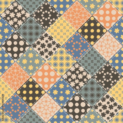 patchwork background with different patterns	
