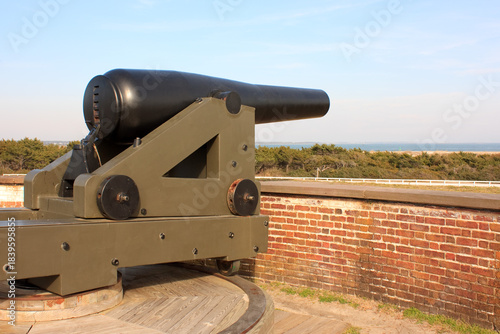 Old cannon on the wall at Fort Macon State Park in North Carolina
