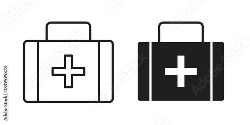 First aid icons silhouette vector flat illustration design. Stroke line icons
