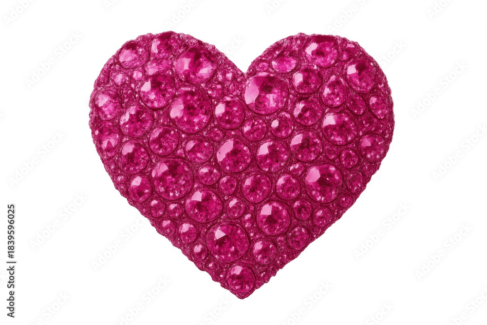 Fototapeta premium Sparkling pink heart shimmering with rhinestones on transparent background