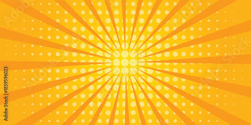 Orange Sunburst Pattern Background. Rays. Radial. Summer Banner. Vector Illustration