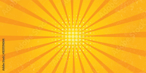 Orange Sunburst Pattern Background. Rays. Radial. Summer Banner. Vector Illustration