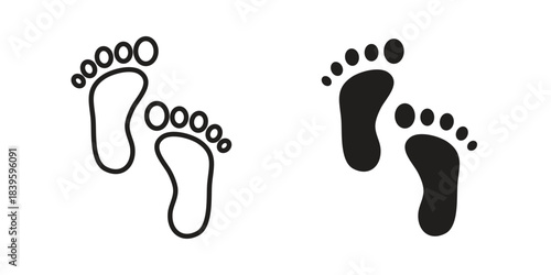 Footprint icons silhouette vector flat illustration design. Stroke line icons