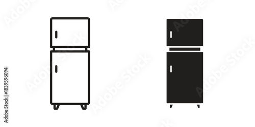 Fridge icons silhouette vector flat illustration design. Stroke line icons