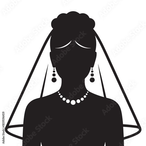 Female silhouette portrait elegant fashion design black white