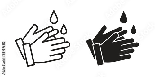 Handwashing icons silhouette vector flat illustration design. Stroke line icons