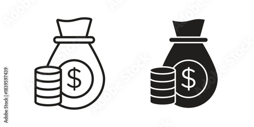 Income icons silhouette vector flat illustration design. Stroke line icons