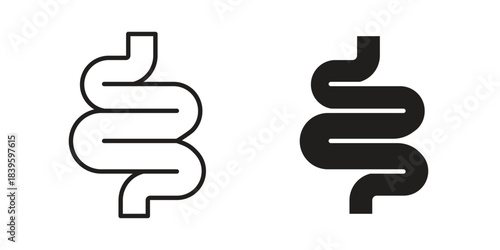 Intestines icons silhouette vector flat illustration design. Stroke line icons