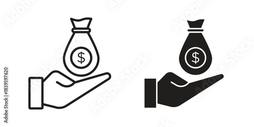 Investment icons silhouette vector flat illustration design. Stroke line icons