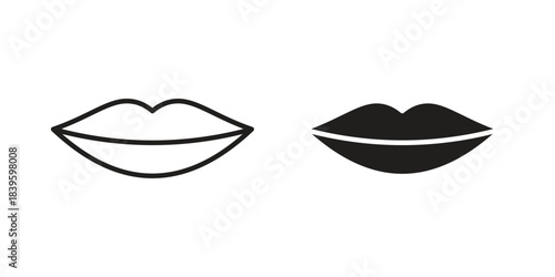 Lips icons silhouette vector flat illustration design. Stroke line icons