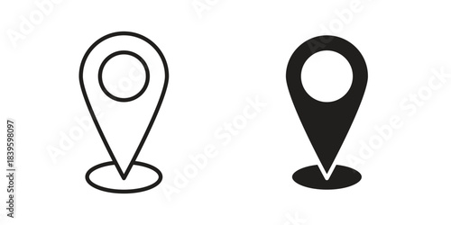 Location icons silhouette vector flat illustration design. Stroke line icons