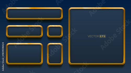Elegant golden frames and buttons with a metallic effect.
