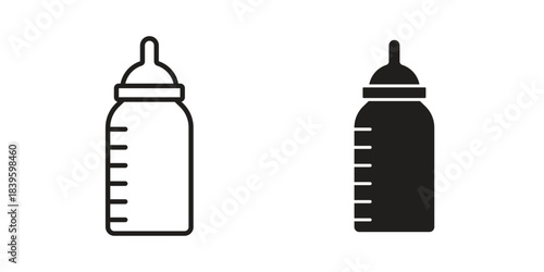 Milk bottle icons silhouette vector flat illustration design. Stroke line icons