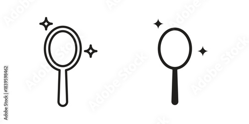 Mirror icons silhouette vector flat illustration design. Stroke line icons