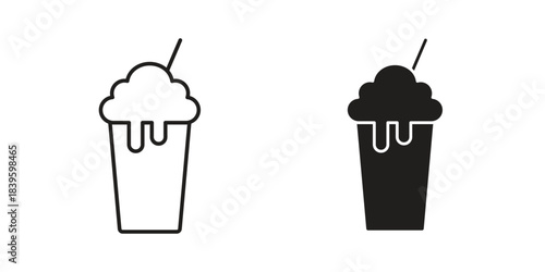 Milkshake icons silhouette vector flat illustration design. Stroke line icons