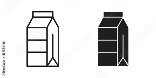 Milk carton icons silhouette vector flat illustration design. Stroke line icons