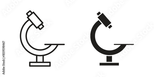 Microscope icons silhouette vector flat illustration design. Stroke line icons