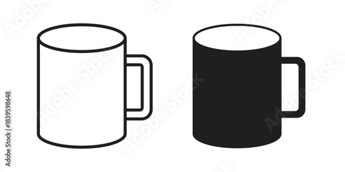 Mug icons silhouette vector flat illustration design. Stroke line icons