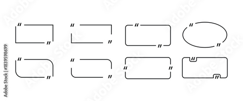 Collection of eight different quote box designs quotation On Transparent Background