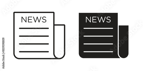 Newspaper icons silhouette vector flat illustration design. Stroke line icons