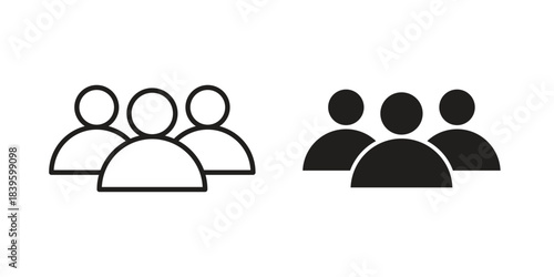 People group icons silhouette vector flat illustration design. Stroke line icons