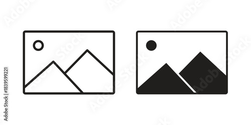 Picture icons silhouette vector flat illustration design. Stroke line icons