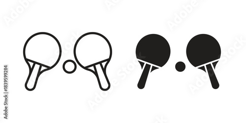Ping pong icons silhouette vector flat illustration design. Stroke line icons