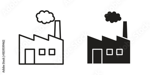 Pollution icons silhouette vector flat illustration design. Stroke line icons