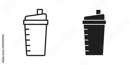 Protein shake icons silhouette vector flat illustration design. Stroke line icons
