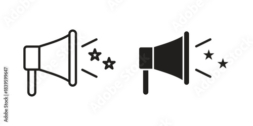 Promotion icons silhouette vector flat illustration design. Stroke line icons