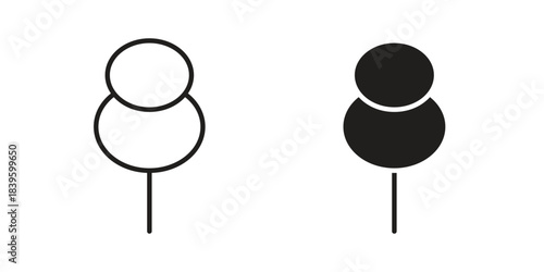 Push pin icons silhouette vector flat illustration design. Stroke line icons