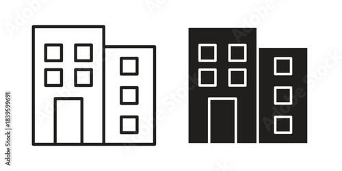 Real estate icons silhouette vector flat illustration design. Stroke line icons