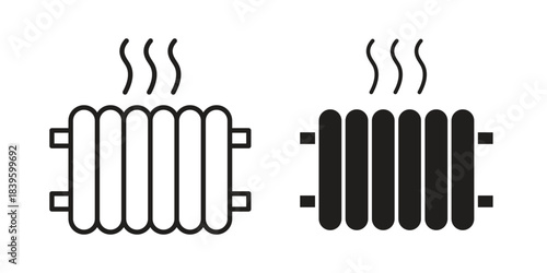 Radiator icons silhouette vector flat illustration design. Stroke line icons