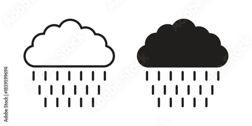 Rain icons silhouette vector flat illustration design. Stroke line icons
