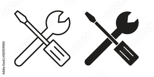 Repair icons silhouette vector flat illustration design. Stroke line icons