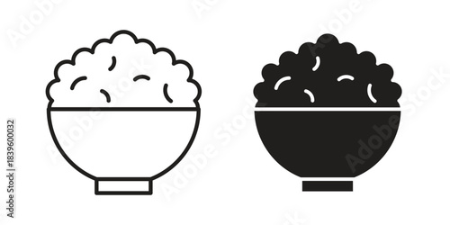 Rise Bowl icons silhouette vector flat illustration design. Stroke line icons