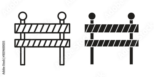 Roadblock icons silhouette vector flat illustration design. Stroke line icons