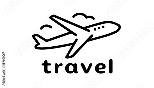The black and white silhouette of an airplane in the sky — travel, adventure and long-distance routes. Use it for tour operators, blogs, and infographics. Vector graphics. EPS.