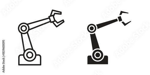 Robot arm icons silhouette vector flat illustration design. Stroke line icons