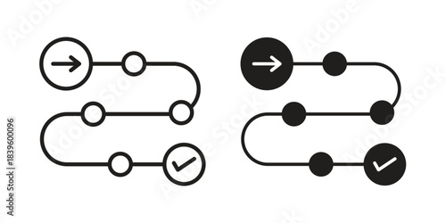 Roadmap icons silhouette vector flat illustration design. Stroke line icons