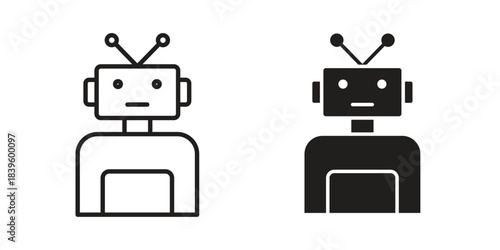 Robot icons silhouette vector flat illustration design. Stroke line icons