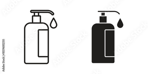 Sanitizer icons silhouette vector flat illustration design. Stroke line icons