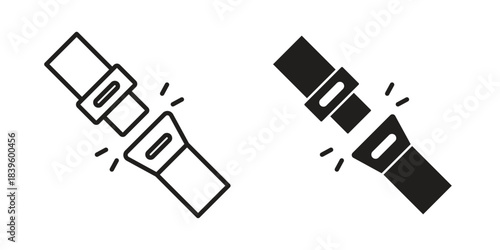 Seatbelt icons silhouette vector flat illustration design. Stroke line icons