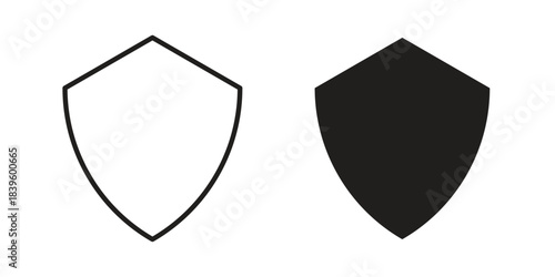 Shield icons silhouette vector flat illustration design. Stroke line icons