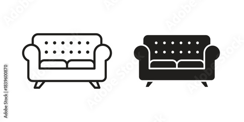 Sofa icons silhouette vector flat illustration design. Stroke line icons