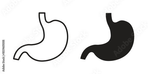 Stomach icons silhouette vector flat illustration design. Stroke line icons