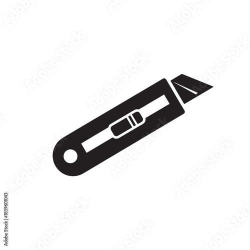 Craft knife or utility knife icon for cutting and crafting, flat vector symbol