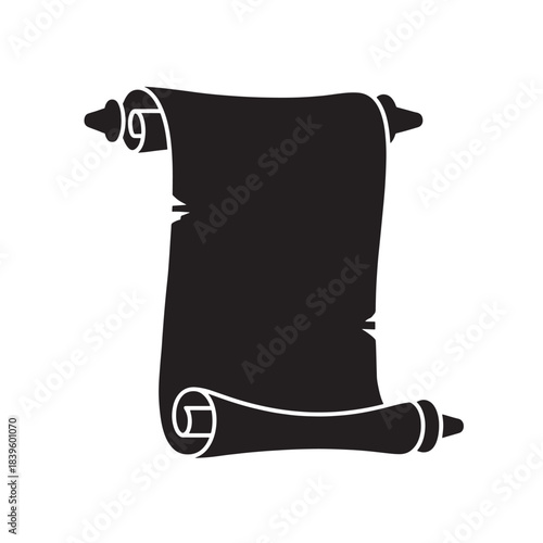 Scroll icon for web ui and mobile app design, black silhouette