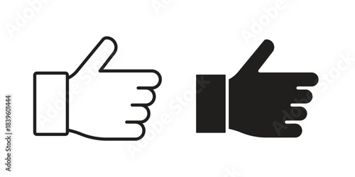 thumbs up icons silhouette vector flat illustration design. Stroke line icons
