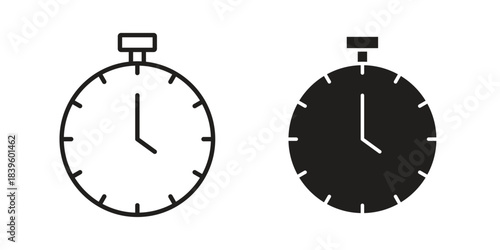 Timer icons silhouette vector flat illustration design. Stroke line icons